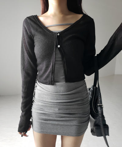 フロントボタンシアーショートカーディガン / front botton sheer short cardigan