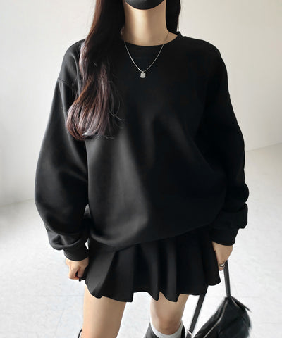 【 セットアップ 】オーバースウェットトップス + プリーツミニスカート SET / oversweat tops + pleated mini skirt SET