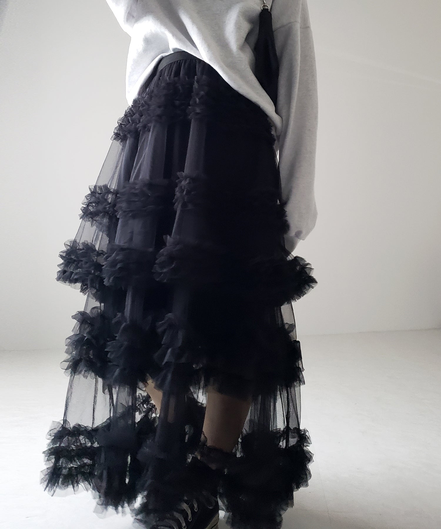 シアーフリルレイヤードボリュームチュールスカート