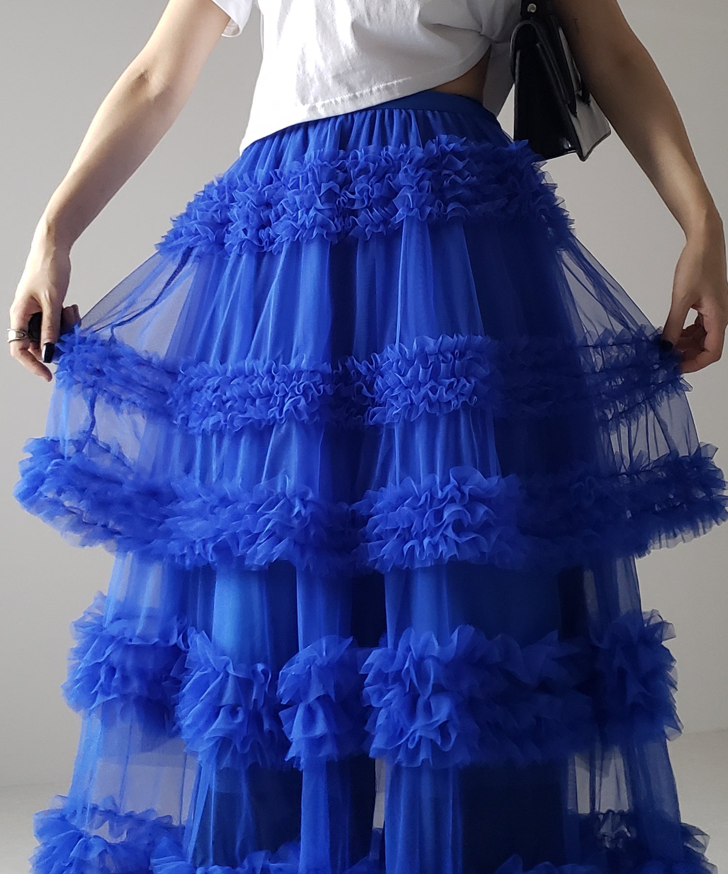 シアーフリルレイヤードボリュームチュールスカート