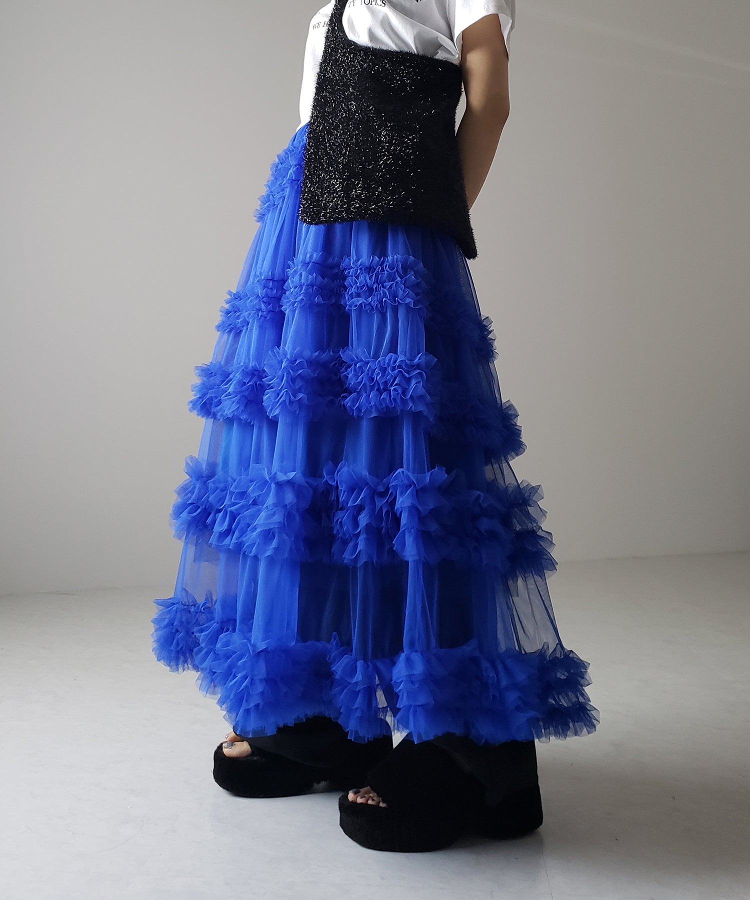 シアーフリルレイヤードボリュームチュールスカート
