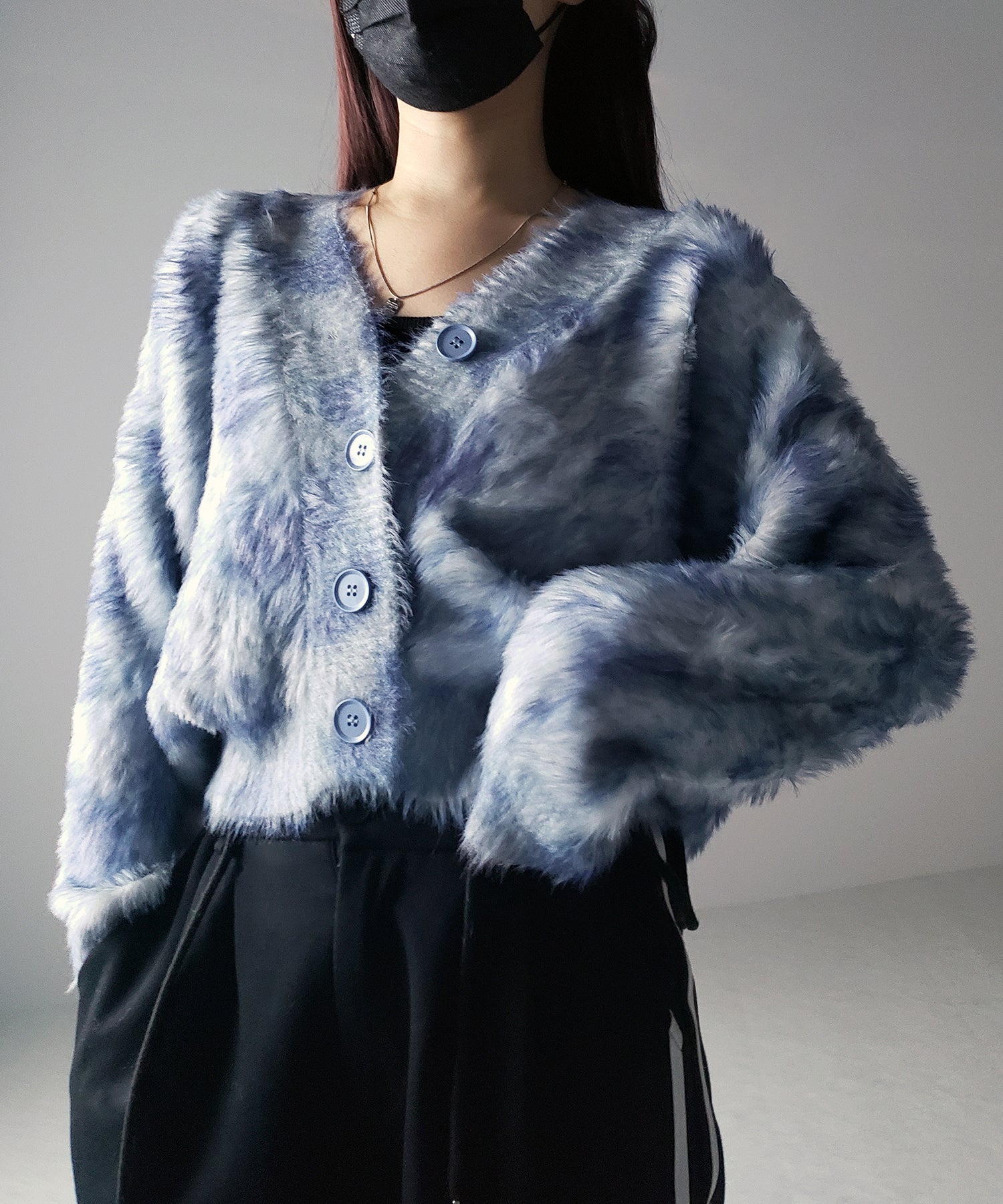 【 ２color 】レオパードマーブルシャギーニットカーディガン ／ reopard marble knit shaggy cardigan