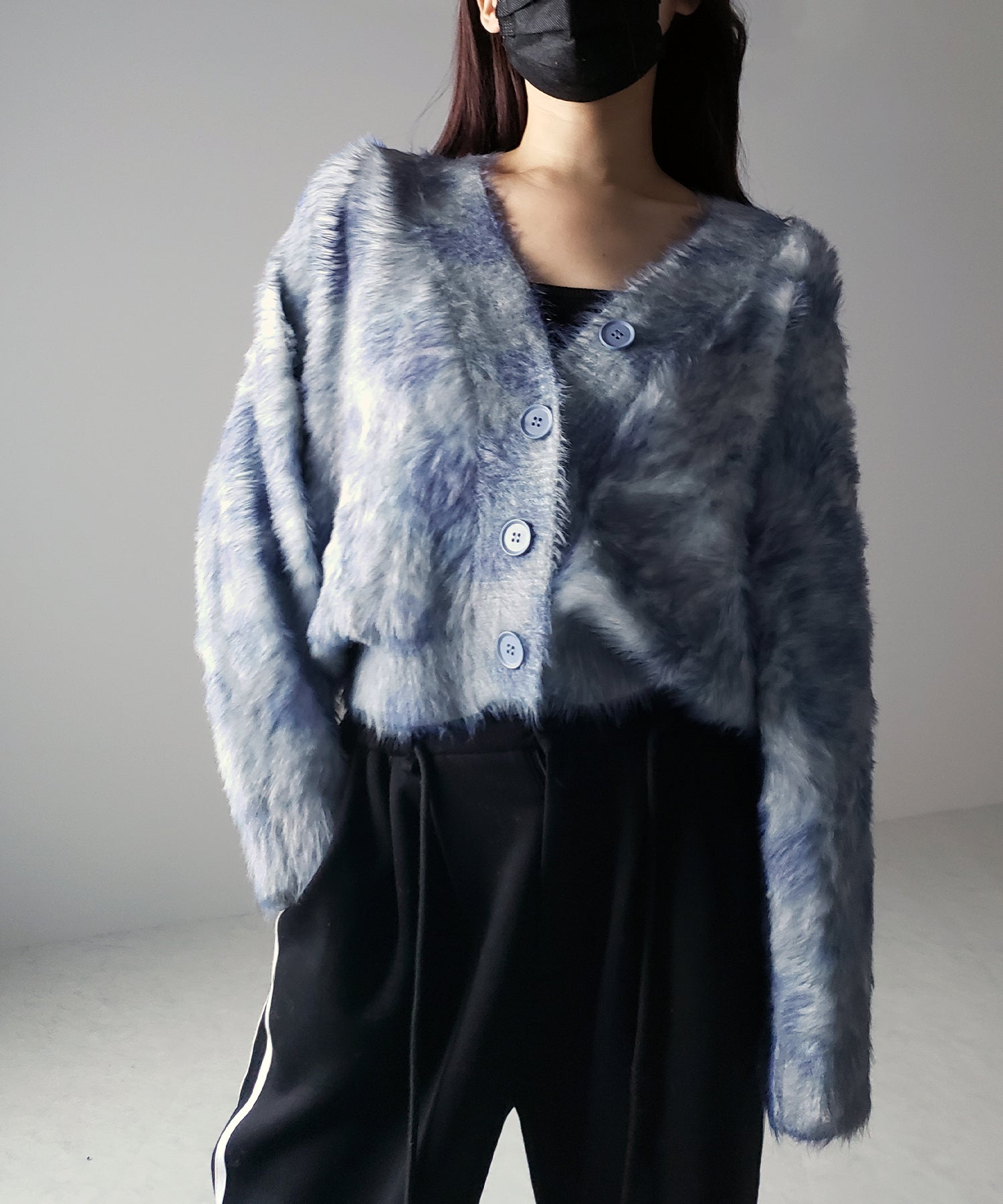 【 2color 】レオパードマーブルシャギーニットカーディガン / reopard marble knit shaggy cardigan