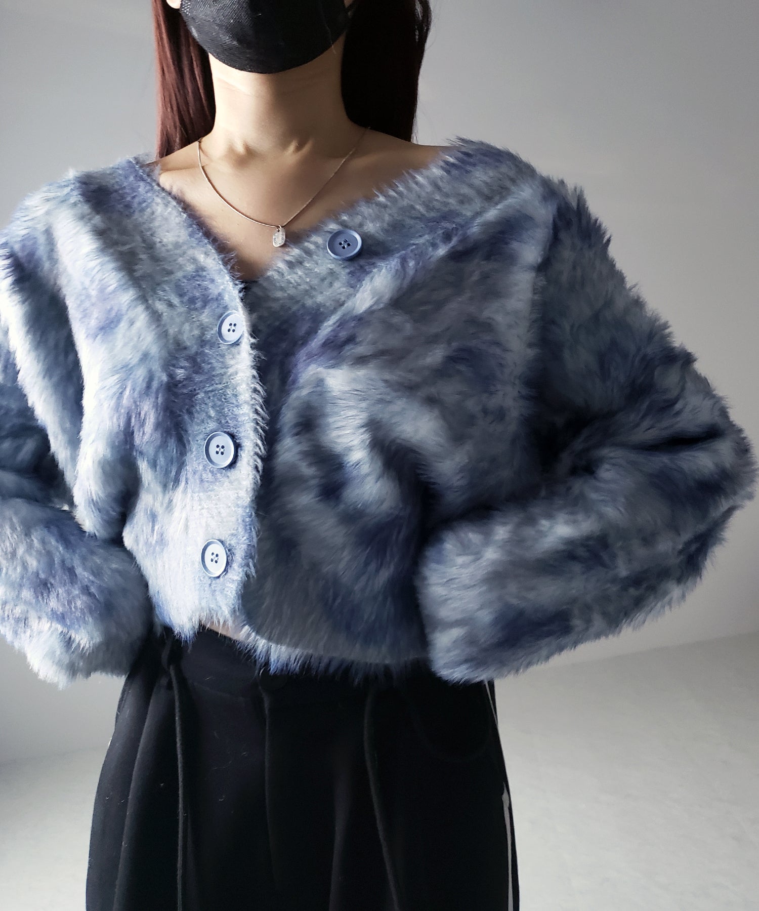 【 2color 】レオパードマーブルシャギーニットカーディガン / reopard marble knit shaggy cardigan