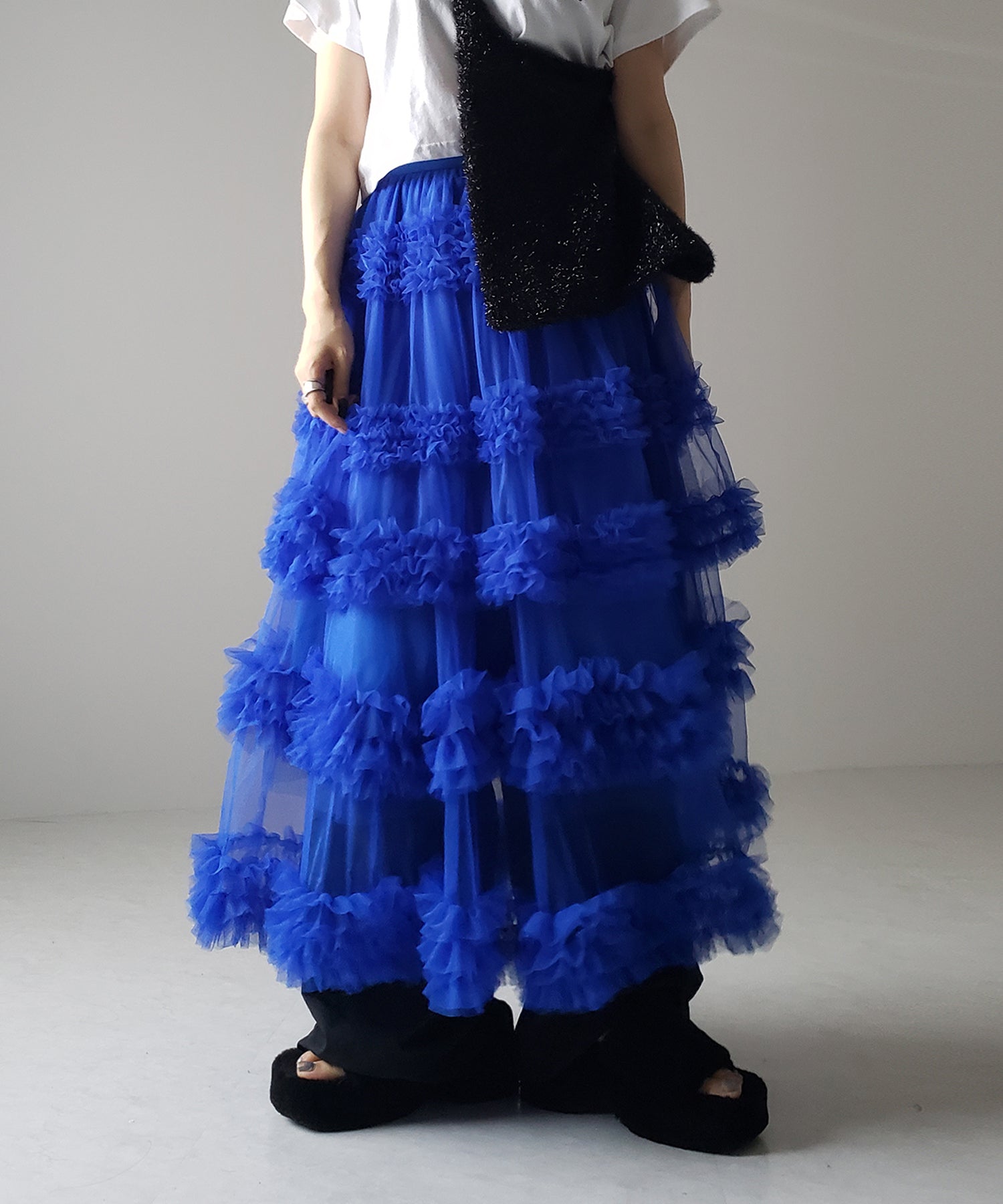 シアーフリルレイヤードボリュームチュールスカート