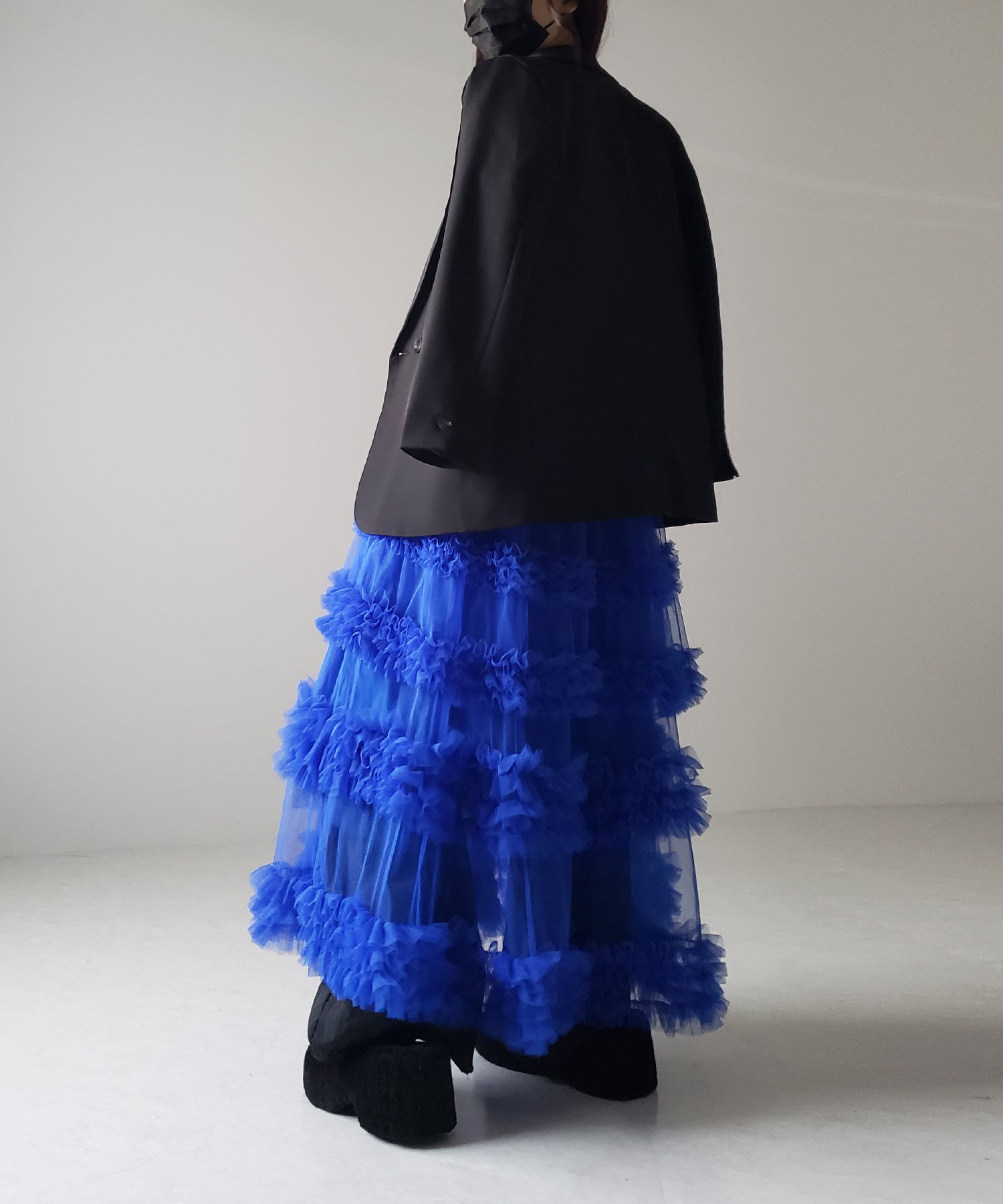 シアーフリルレイヤードボリュームチュールスカート