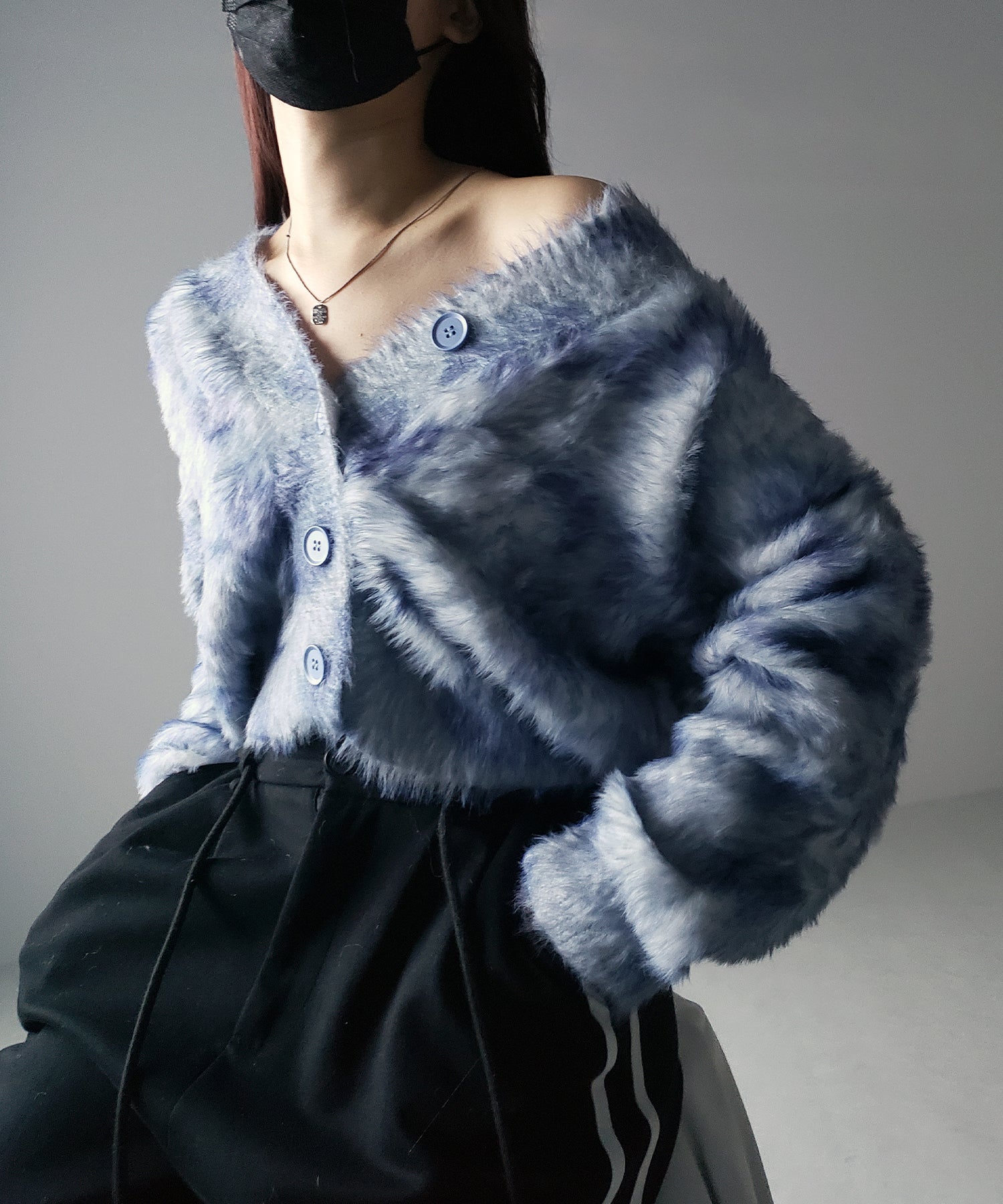 【 2color 】レオパードマーブルシャギーニットカーディガン / reopard marble knit shaggy cardigan