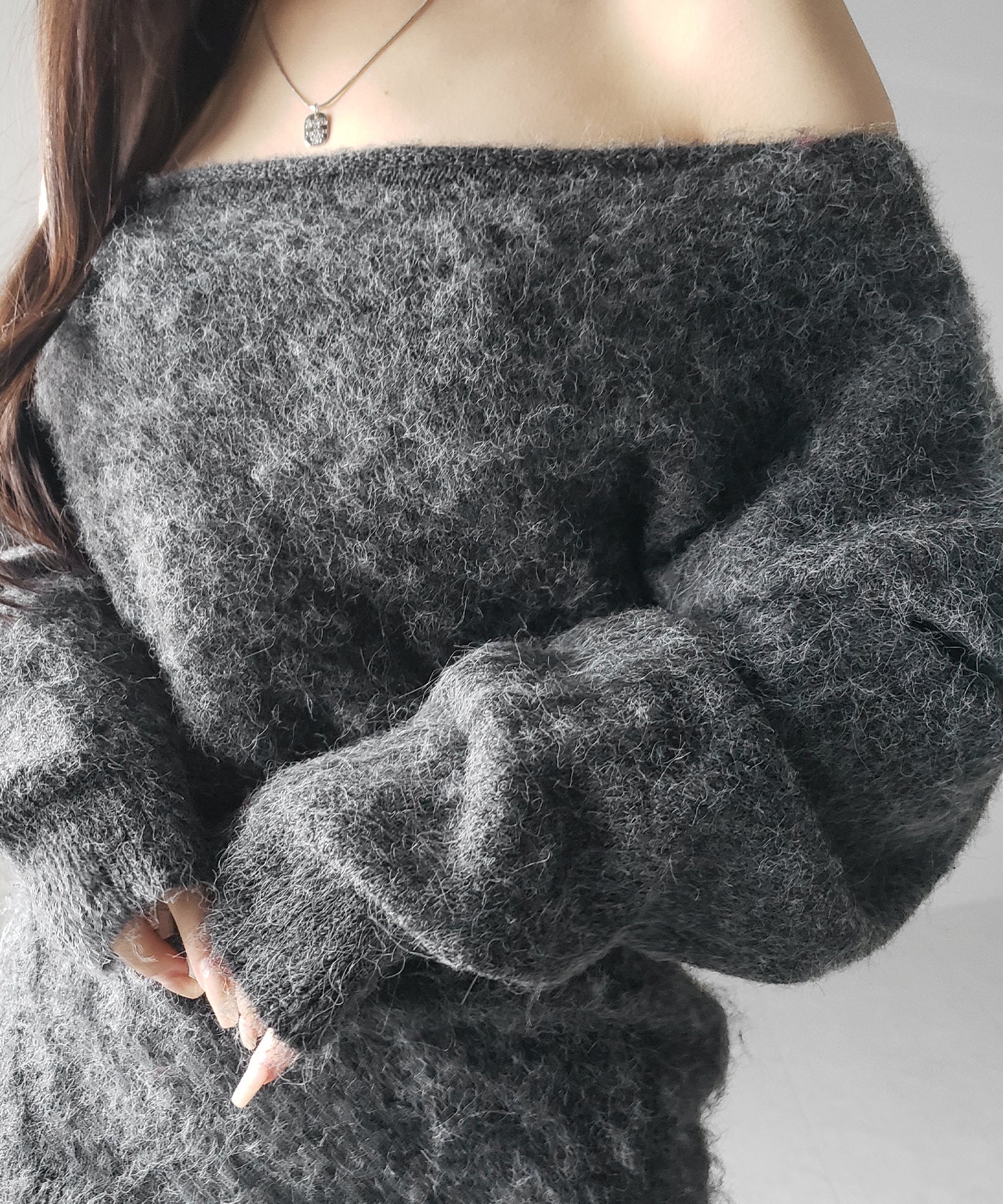 オフショルダーレディニットミニワンピース / off shoulder lady knit mini onepiece