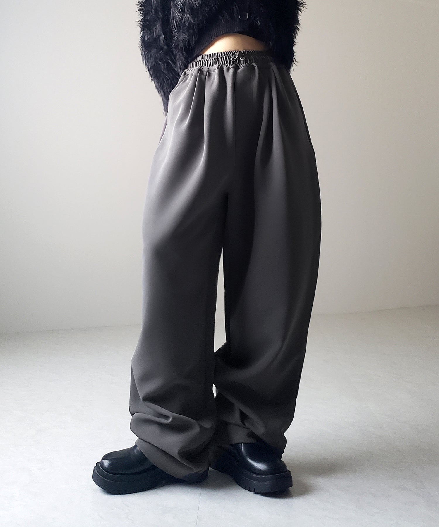 【 4size/6color 】2WAYドロストタックギャザーバルーンワイドパンツ