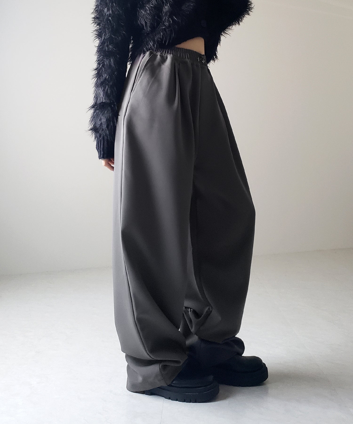 【 4size/6color 】2WAYドロストタックギャザーバルーンワイドパンツ