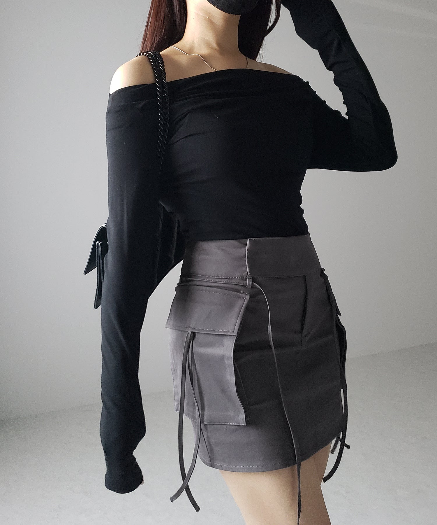 【 2WAY 】3ストラップリボンカーゴミニスカート / three strap ribbon cargo mini skirt