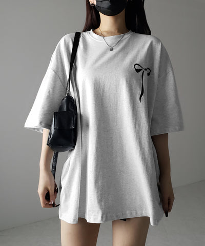 半袖リボンプリントバレエコアビッグTシャツ / short sleeve ribbon print ballet core big Tee