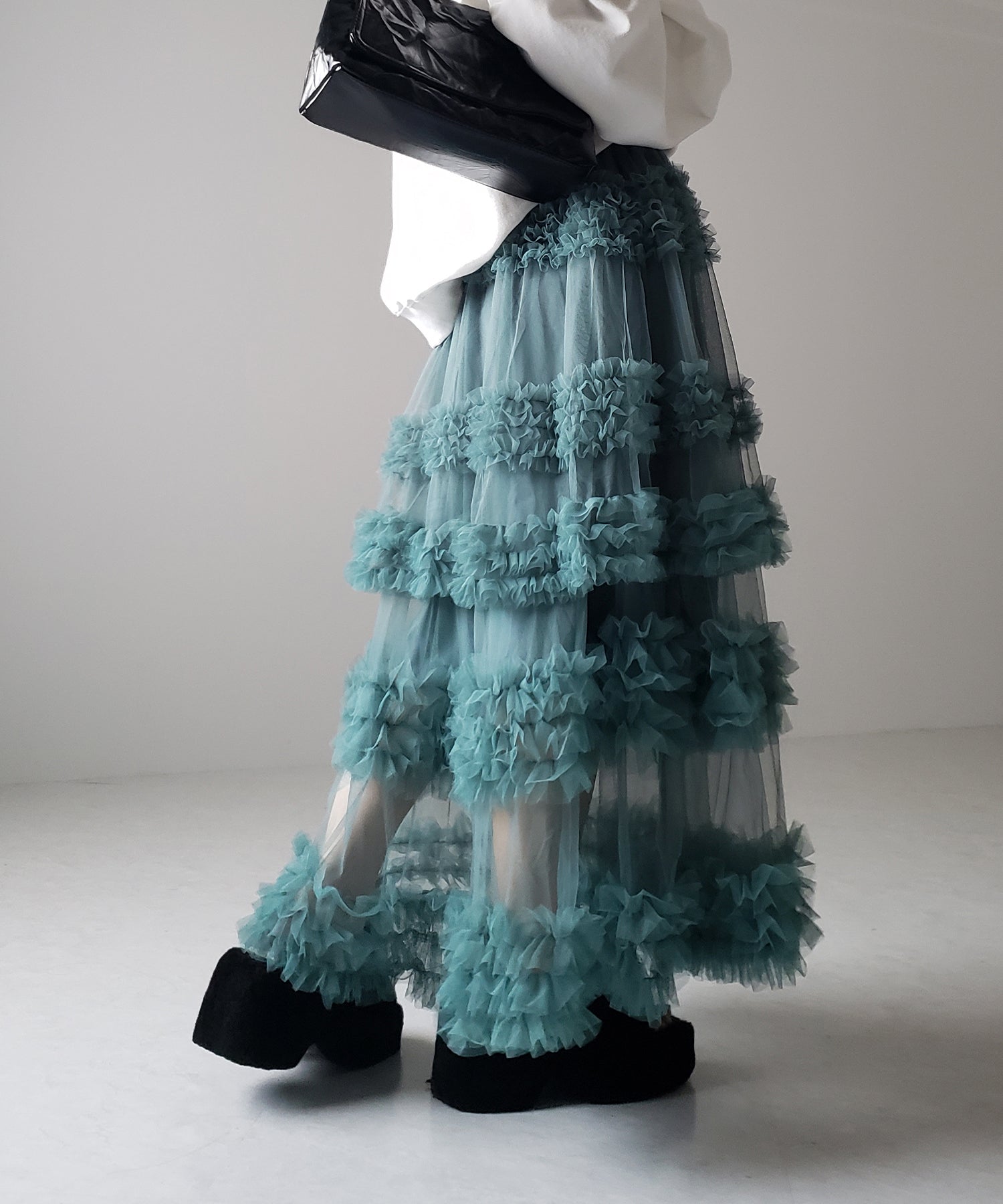 シアーフリルレイヤードボリュームチュールスカート