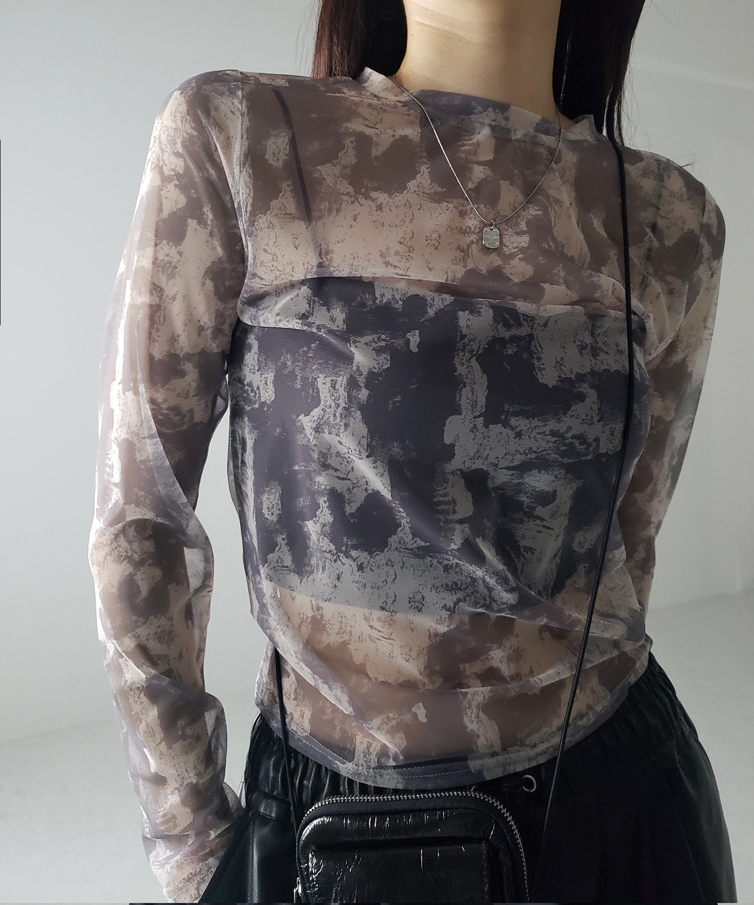 【 選べる3color/2size 】ニュアンスタイダイシースルー長袖トップス
