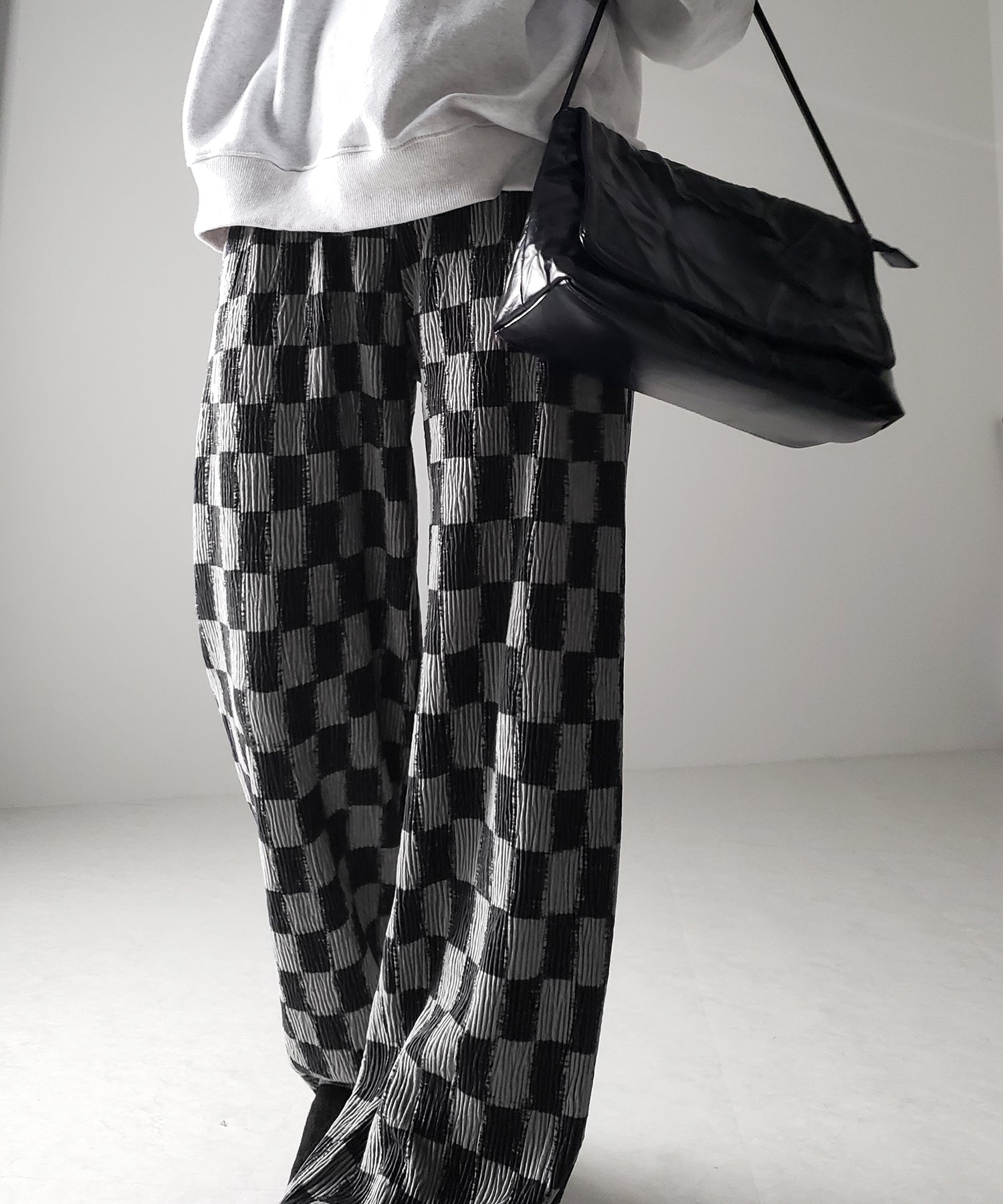 ブロックチェックスムースベロアパンツ