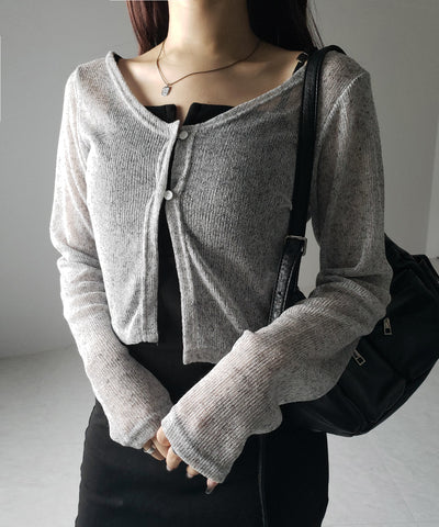 フロントボタンシアーショートカーディガン / front botton sheer short cardigan