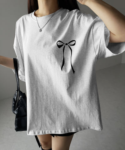 半袖リボンプリントバレエコアビッグTシャツ / short sleeve ribbon print ballet core big Tee