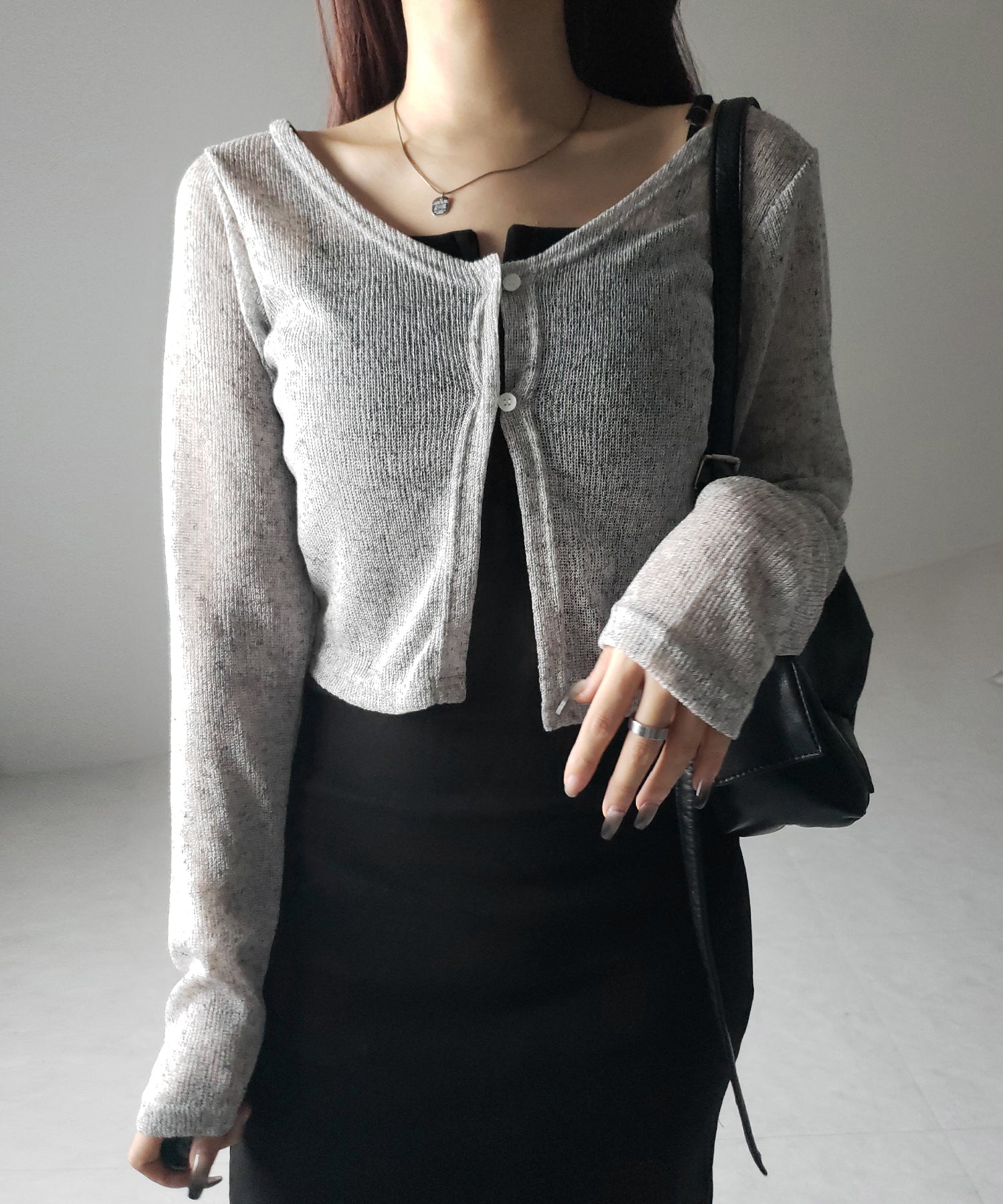 フロントボタンシアーショートカーディガン / front botton sheer short cardigan