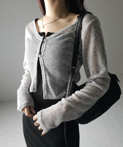 フロントボタンシアーショートカーディガン / front botton sheer short cardigan