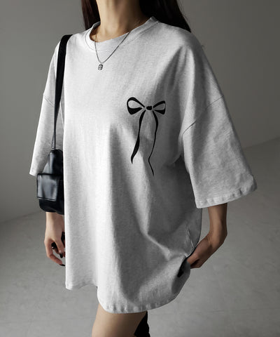 半袖リボンプリントバレエコアビッグTシャツ / short sleeve ribbon print ballet core big Tee