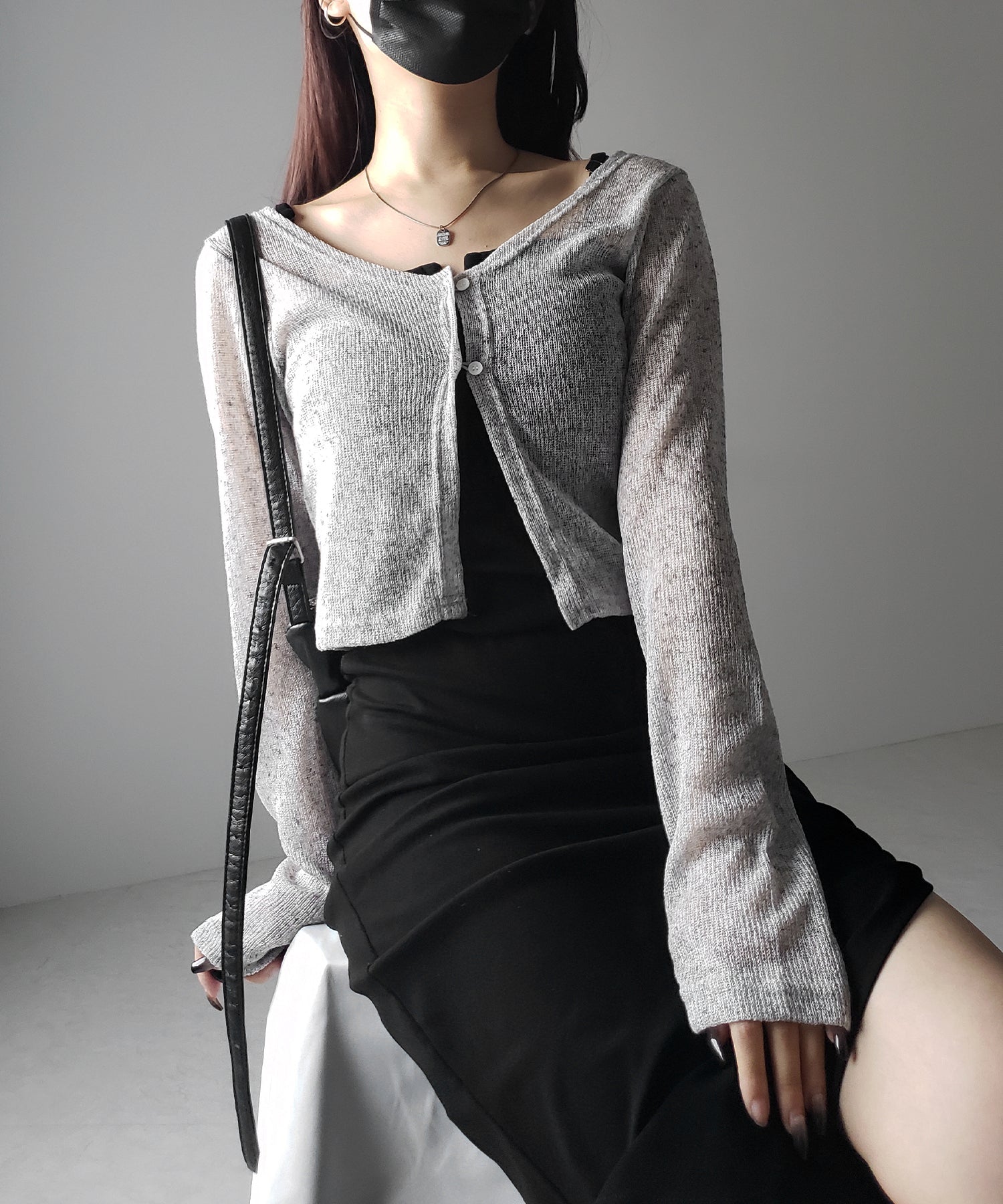フロントボタンシアーショートカーディガン / front botton sheer short cardigan