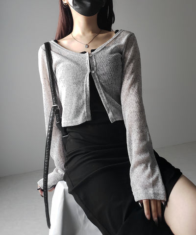 フロントボタンシアーショートカーディガン / front botton sheer short cardigan