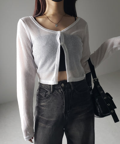 フロントボタンシアーショートカーディガン / front botton sheer short cardigan