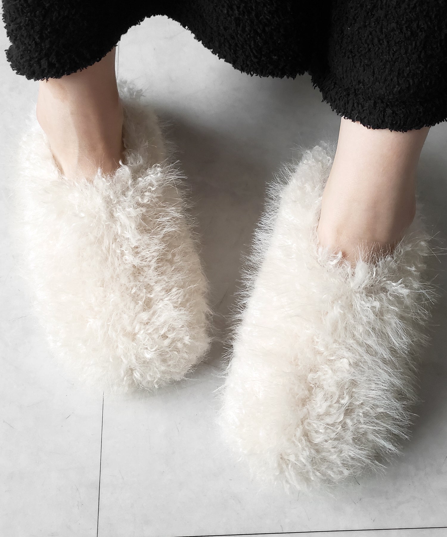 クリンクルフェイクファールームシューズ / crinkle fake fur room shoes
