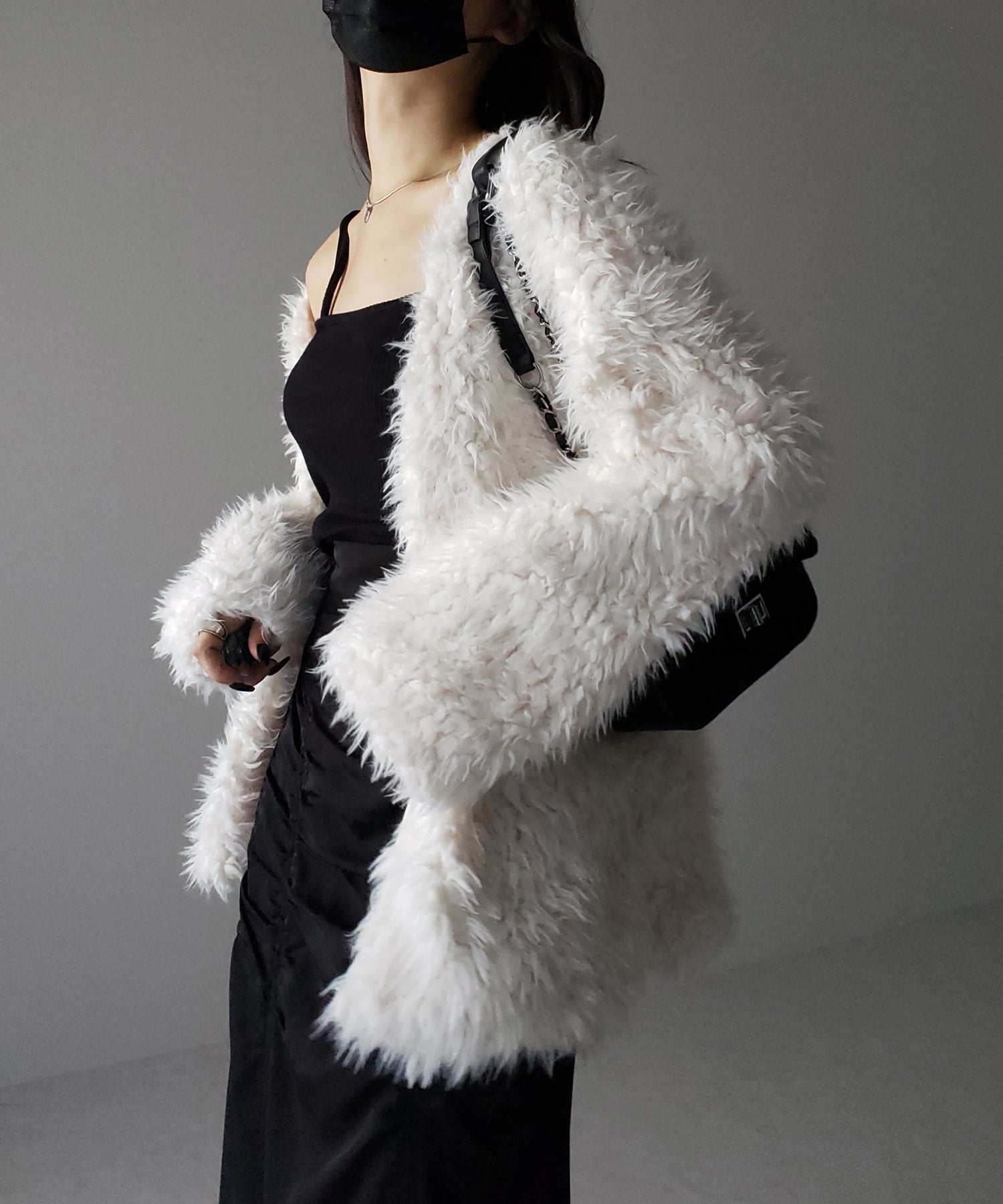 【 3COLOR 】ロングシャギーボアオーバーボリュームカーディガン