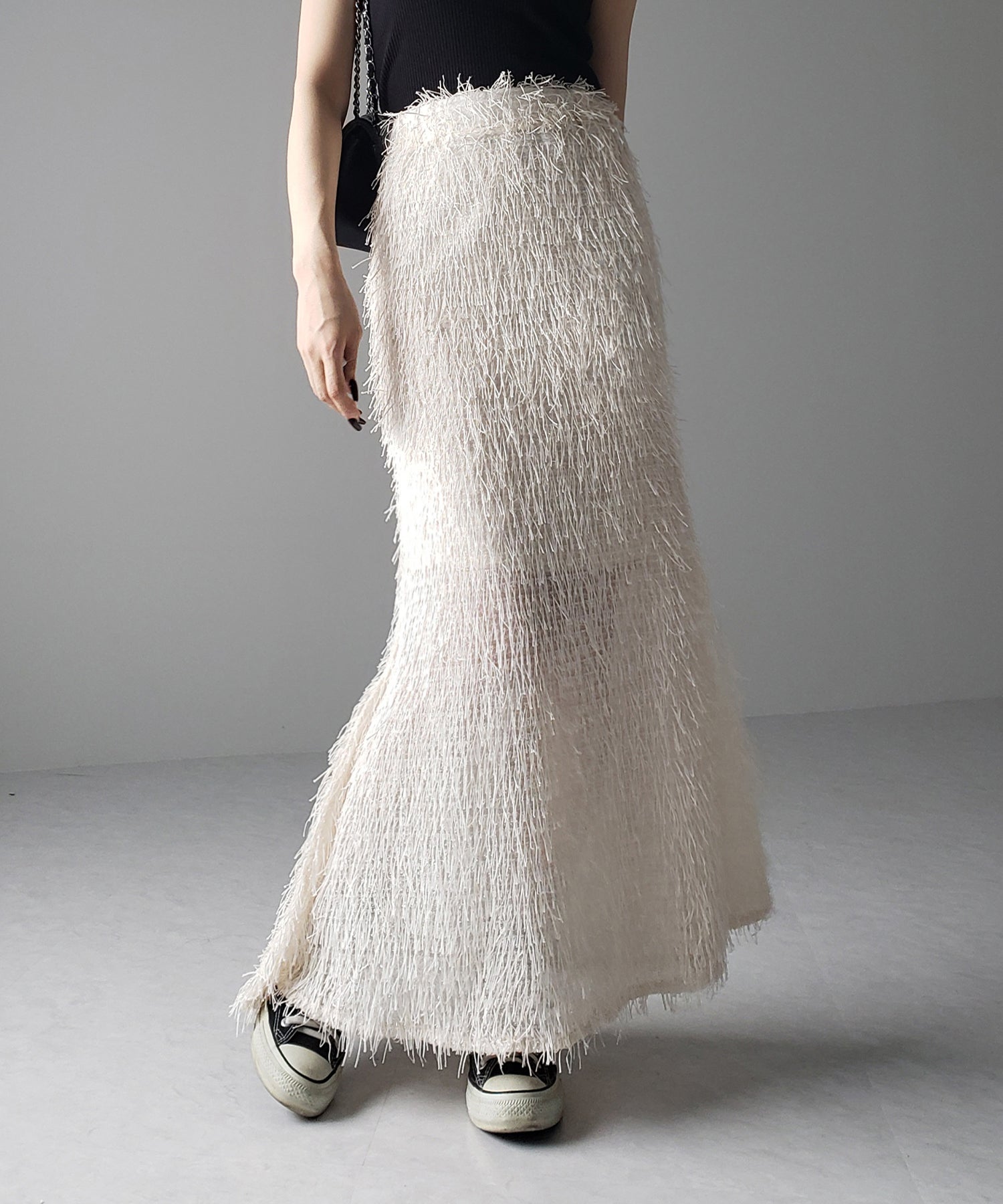 シャギーフリンジロングマーメイドスカート /shaggy fringe long mermaid skirt