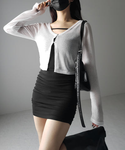 フロントボタンシアーショートカーディガン / front botton sheer short cardigan