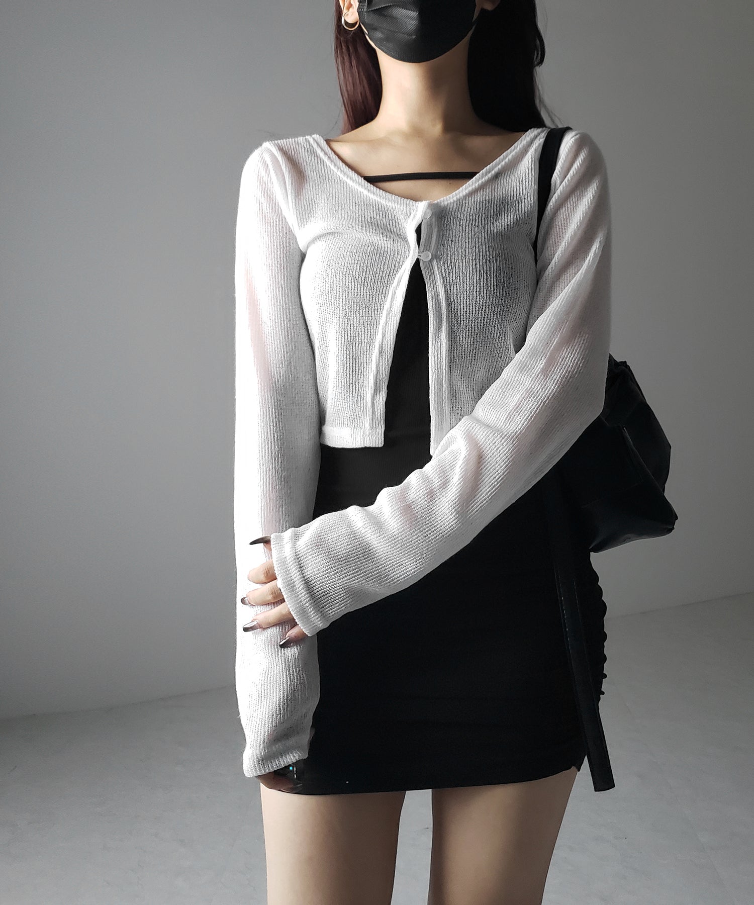 フロントボタンシアーショートカーディガン / front botton sheer short cardigan