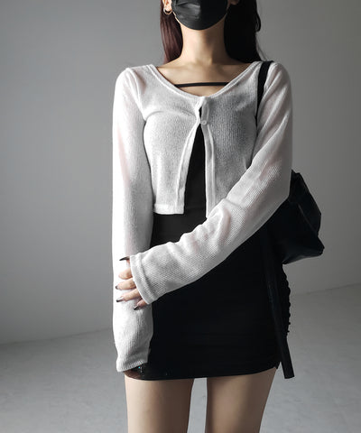 フロントボタンシアーショートカーディガン / front botton sheer short cardigan