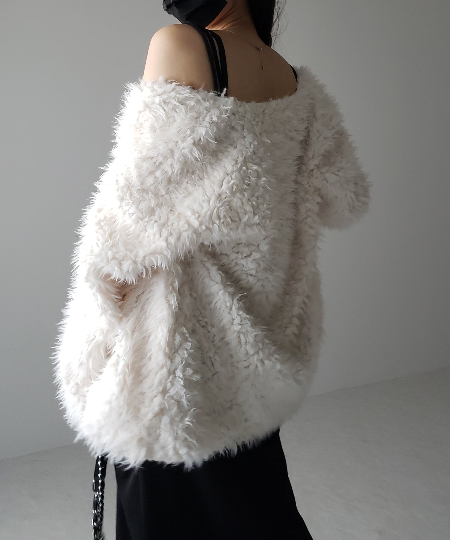 【 3COLOR 】ロングシャギーボアオーバーボリュームカーディガン
