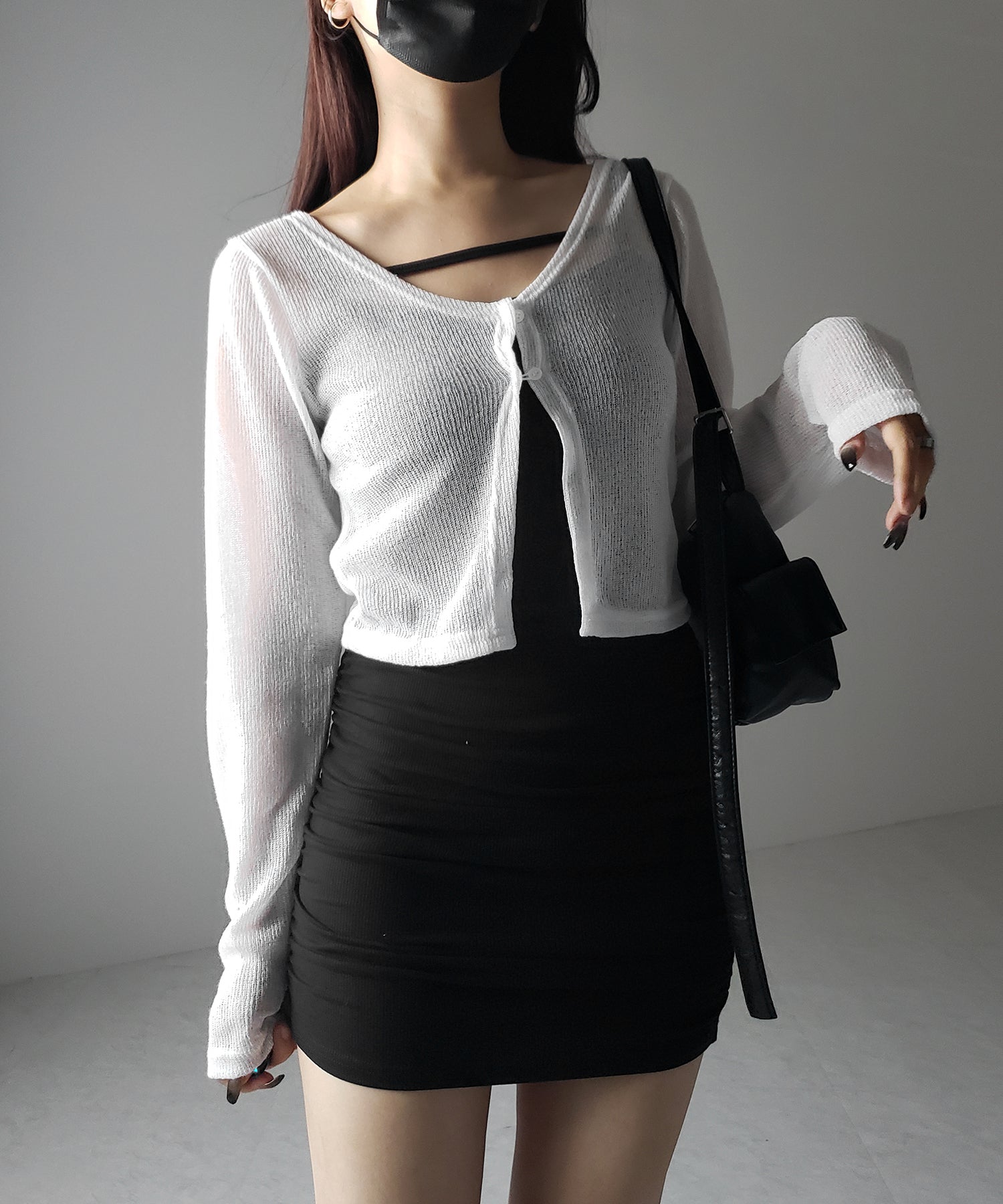 フロントボタンシアーショートカーディガン / front botton sheer short cardigan