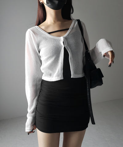 フロントボタンシアーショートカーディガン / front botton sheer short cardigan