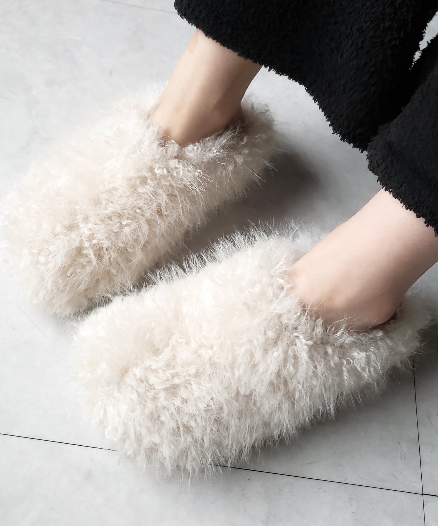クリンクルフェイクファールームシューズ / crinkle fake fur room shoes