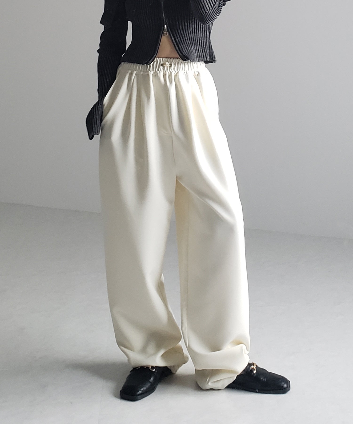 【 4size/6color 】2WAYドロストタックギャザーバルーンワイドパンツ