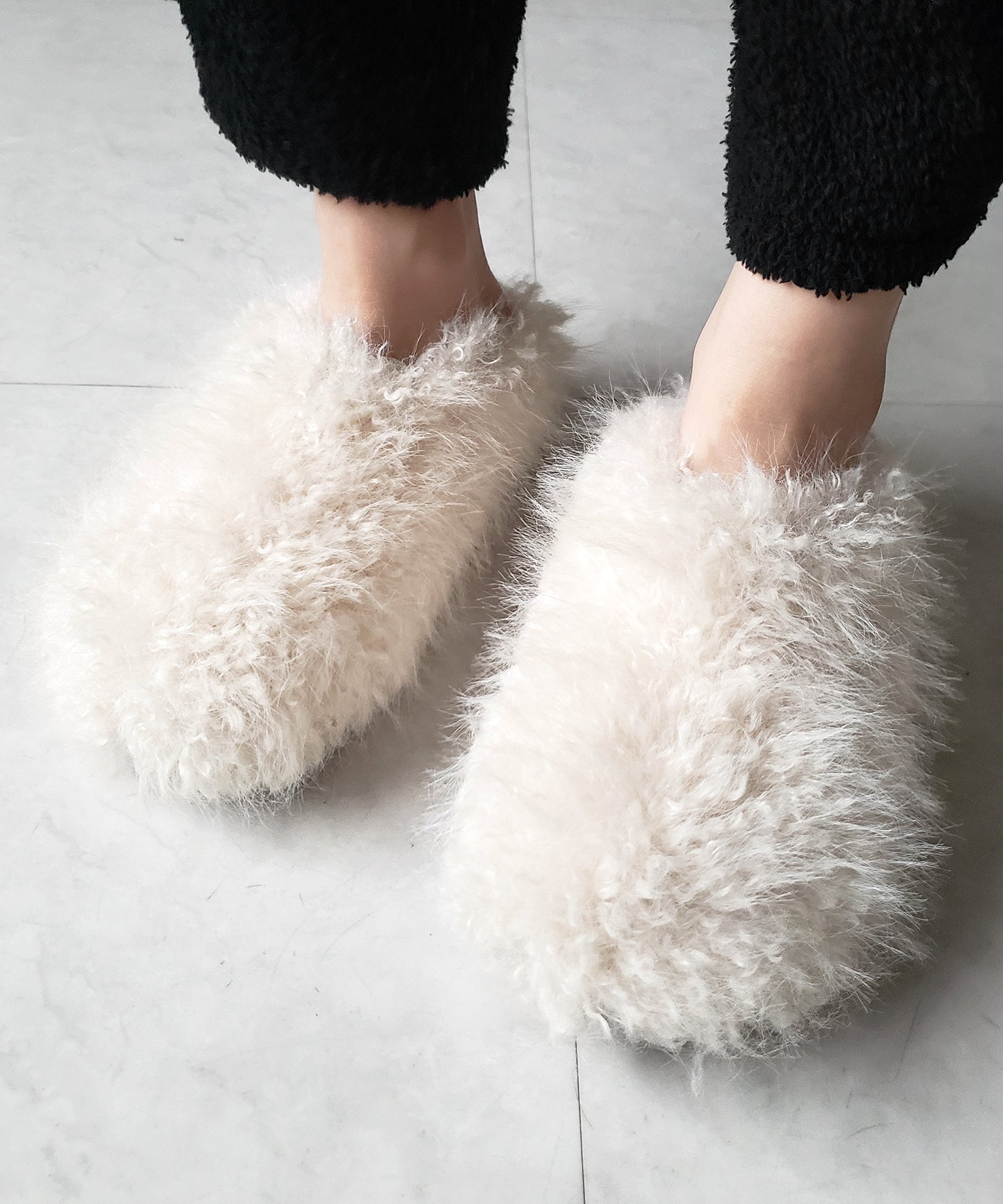 クリンクルフェイクファールームシューズ / crinkle fake fur room shoes