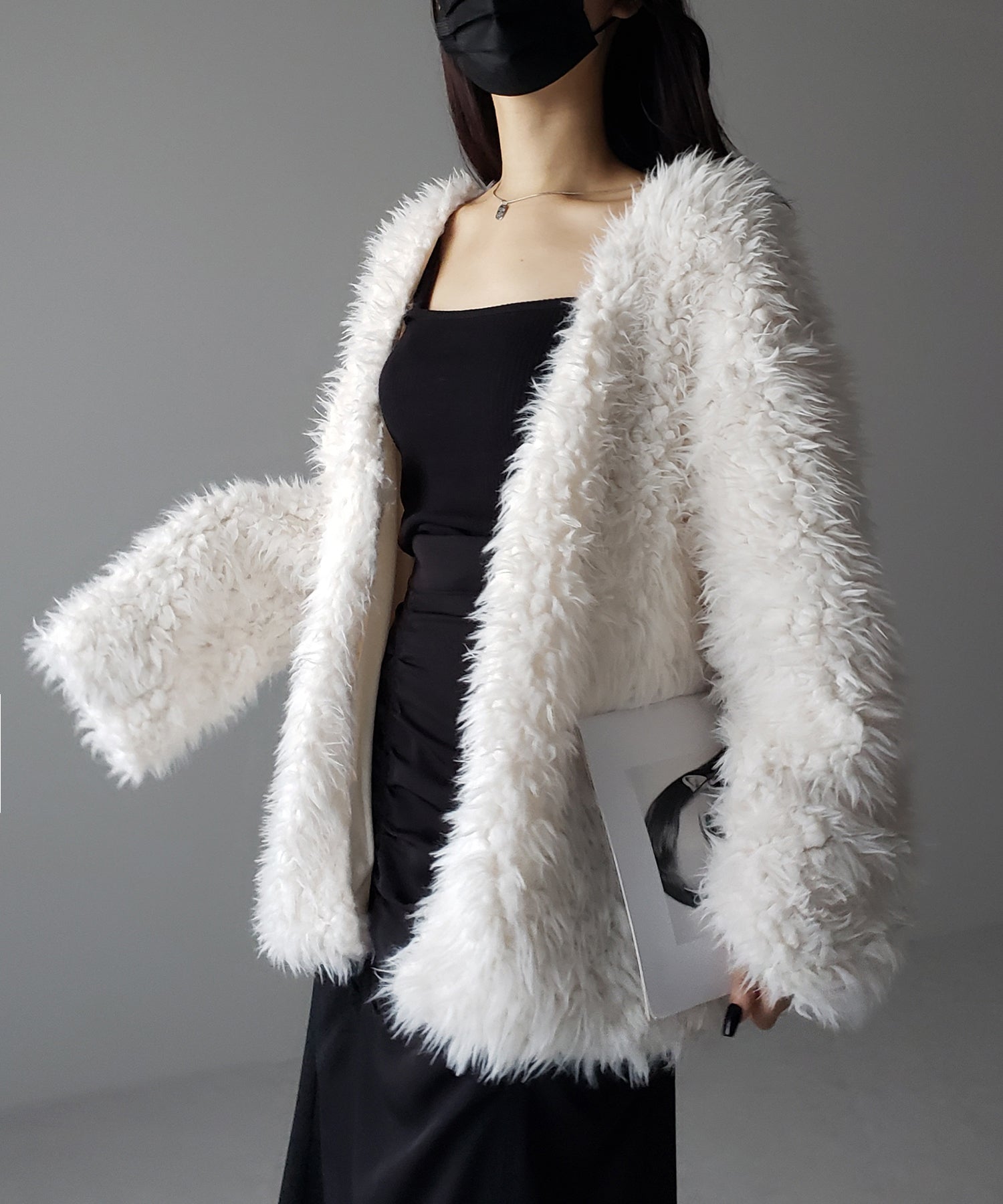 【 3COLOR 】ロングシャギーボアオーバーボリュームカーディガン