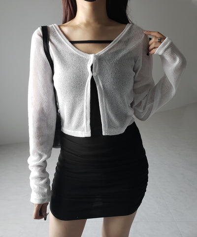 フロントボタンシアーショートカーディガン / front botton sheer short cardigan