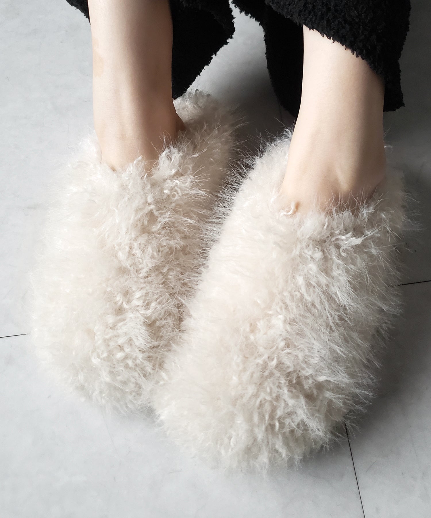 クリンクルフェイクファールームシューズ / crinkle fake fur room shoes