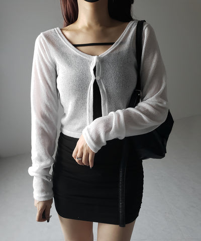 フロントボタンシアーショートカーディガン / front botton sheer short cardigan