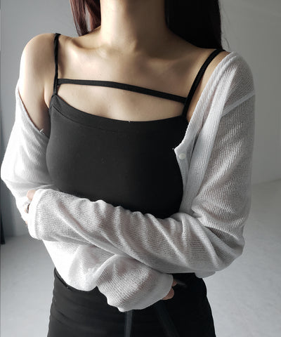フロントボタンシアーショートカーディガン / front botton sheer short cardigan