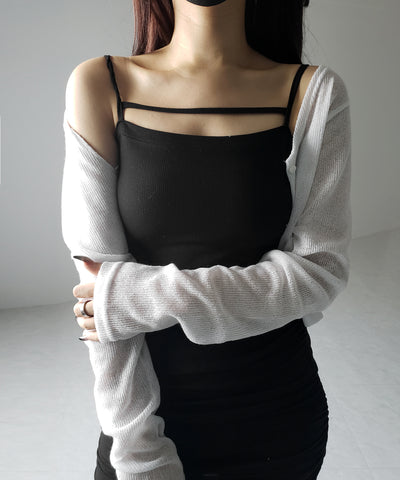 フロントボタンシアーショートカーディガン / front botton sheer short cardigan
