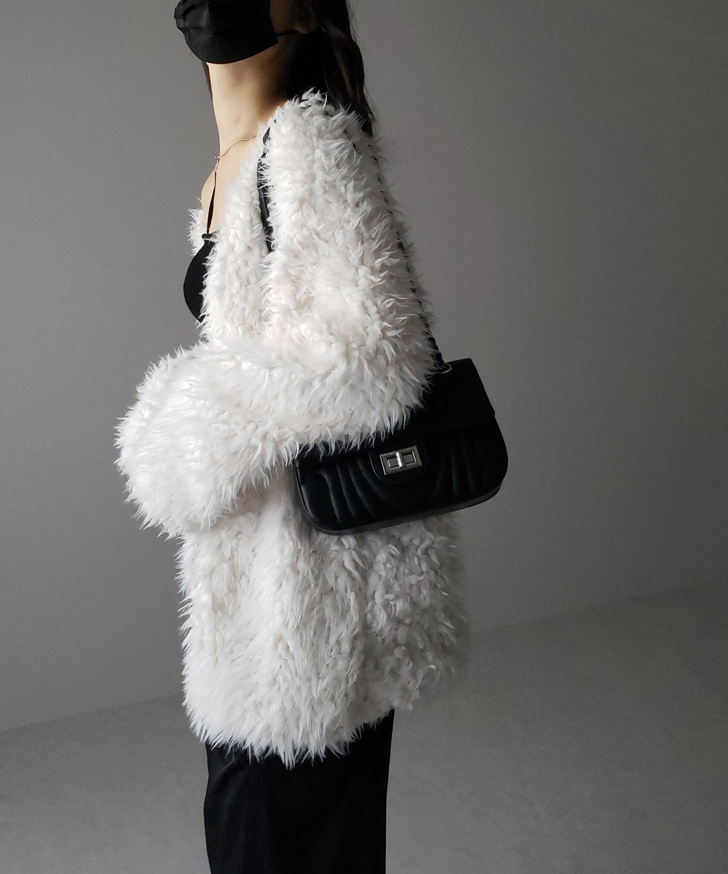 【 3COLOR 】ロングシャギーボアオーバーボリュームカーディガン