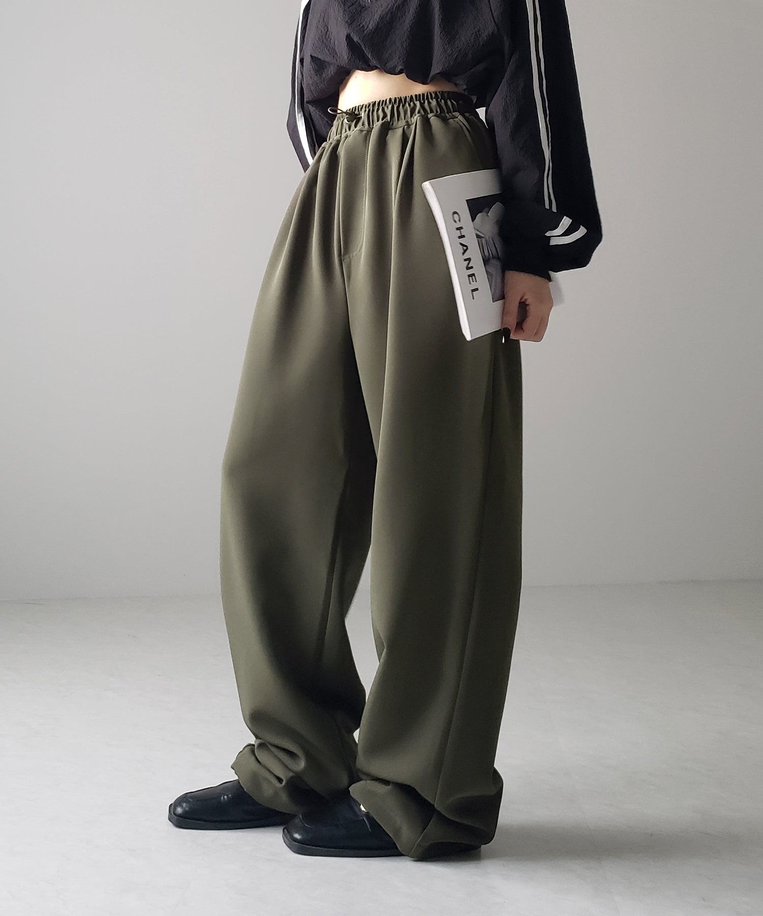 【 4size/6color 】2WAYドロストタックギャザーバルーンワイドパンツ