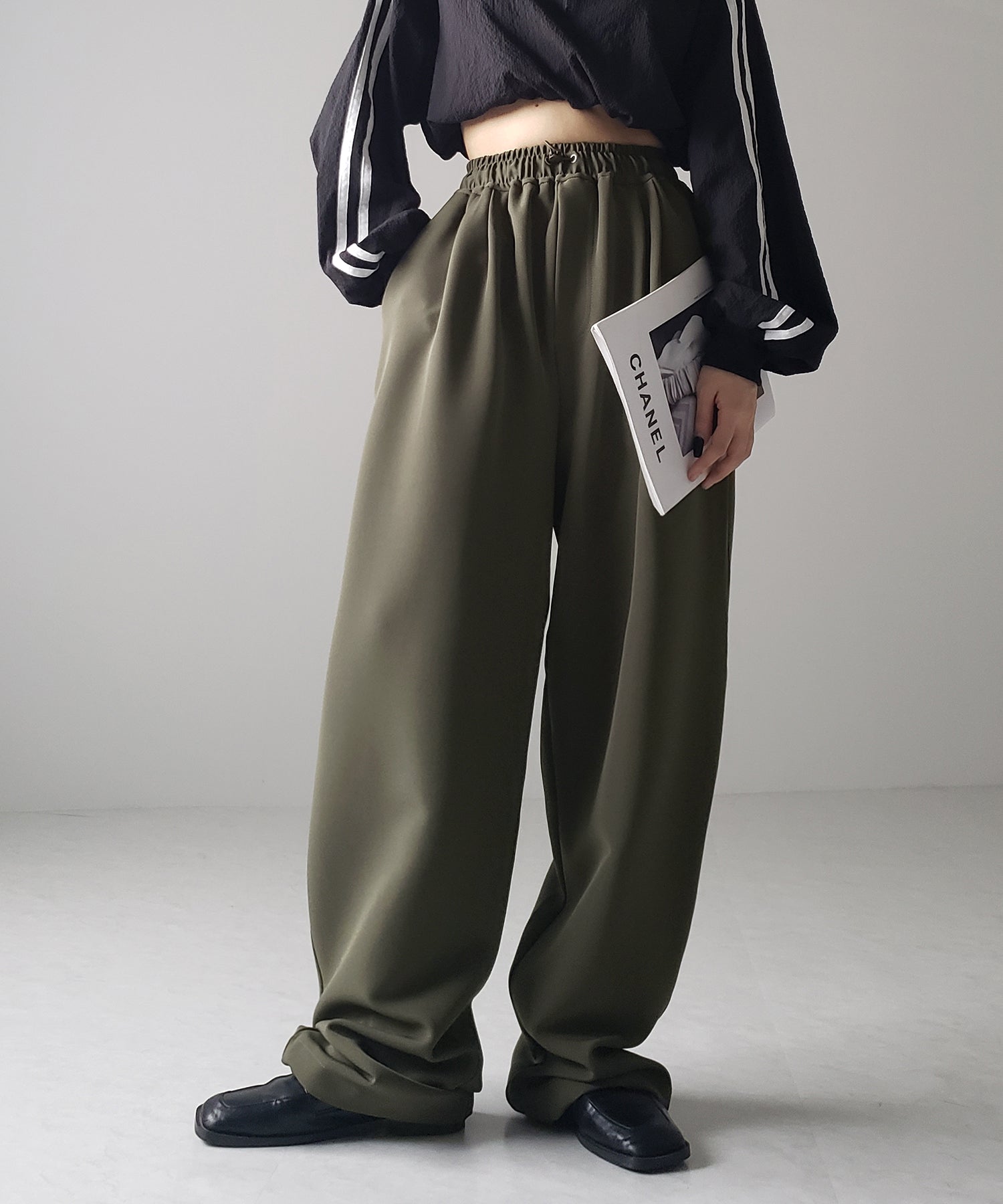 【 4size/6color 】2WAYドロストタックギャザーバルーンワイドパンツ