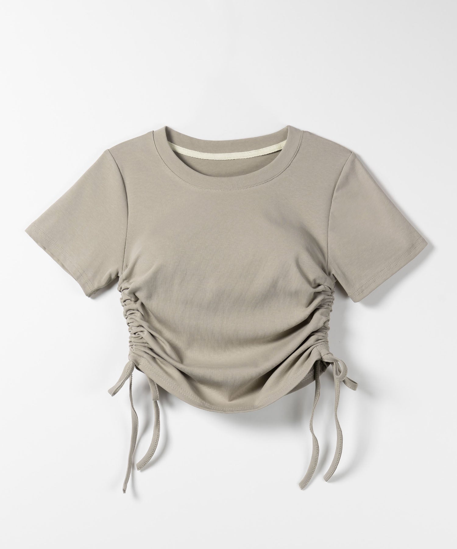 【 8color 】サイドシャーリングリボンショート半袖Tシャツ
