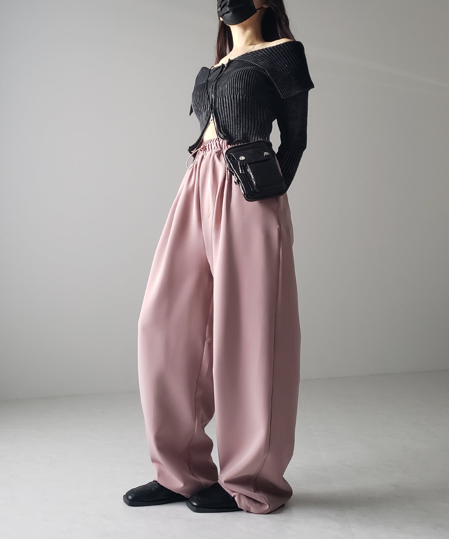 【 4size/6color 】2WAYドロストタックギャザーバルーンワイドパンツ